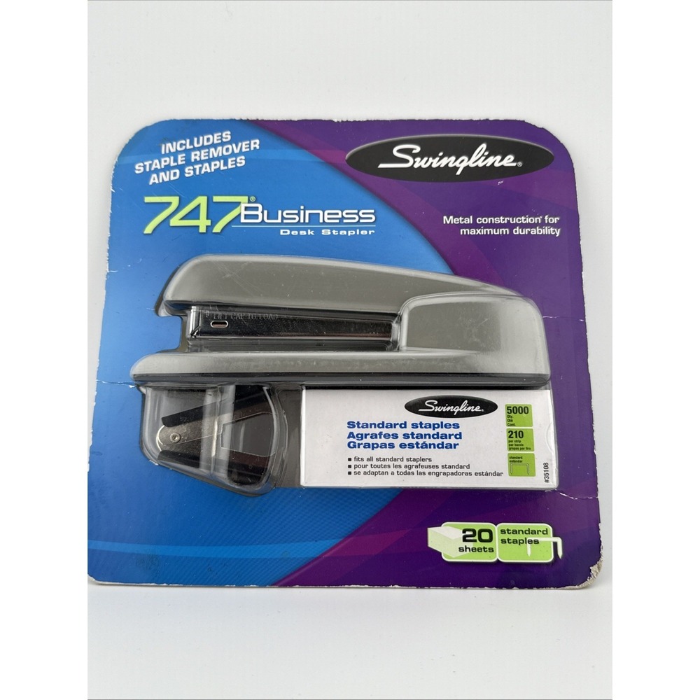 Swingline 747 Business Silver Metal Desk Stapler, 5000 Staples, Remover NOS K‎
